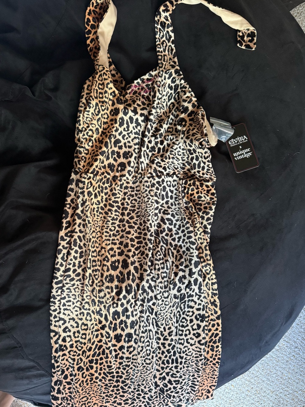 Elvira x Unique Vintage Leopard Print Elvira Signature Velvet Pencil Dress
